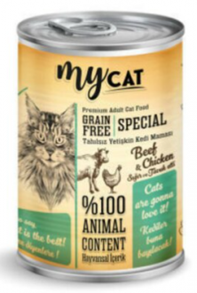 Mycat Tahılsız Sığır Ve Tavuk Etli 415 gr Kedi Maması kullananlar yorumlar